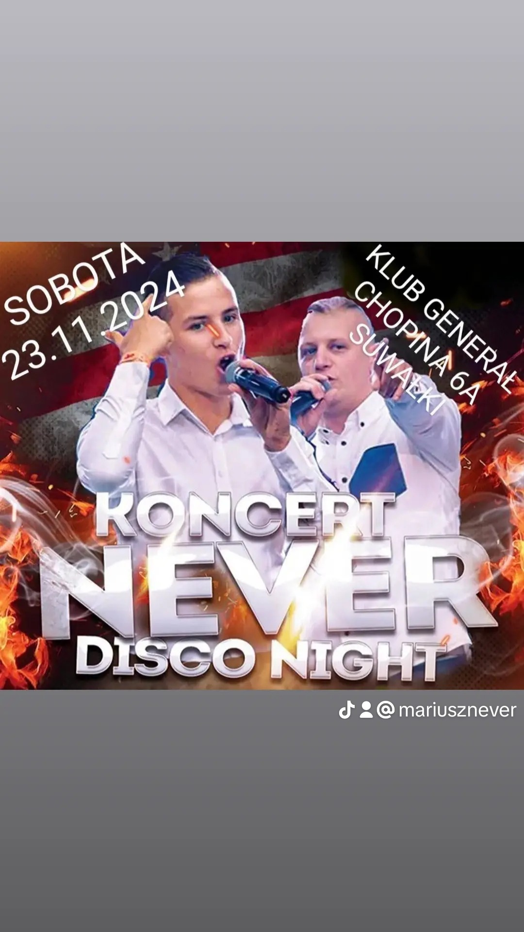 Plakat koncertowy Disco Night zespołu Never